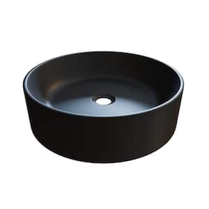 Round Bathroom Ceramic Vessel Sink Art Basin in Black