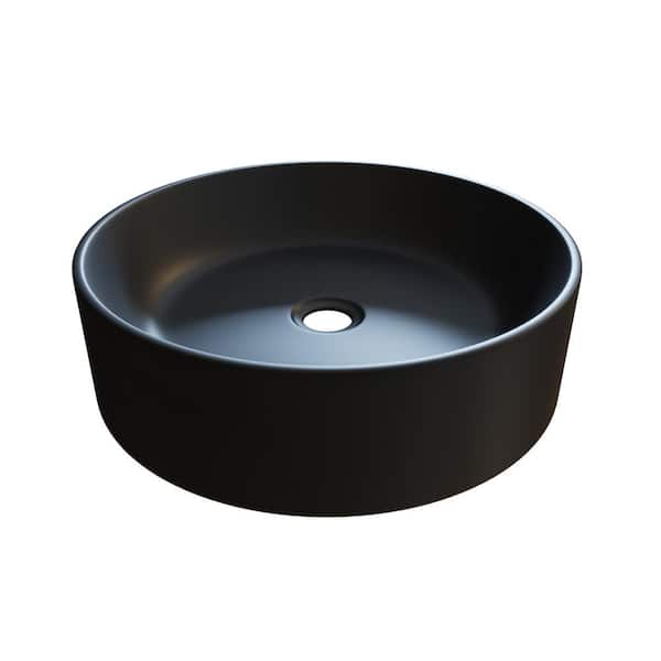 Glass Warehouse Round Bathroom Ceramic Vessel Sink Art Basin in Black