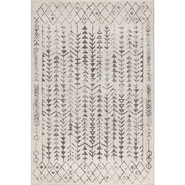 Ziri Moroccan Geometric Cream/Gray 8 ft. x 10 ft. Area Rug