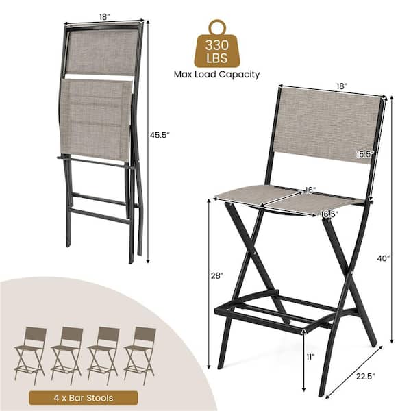 Metal Folding Outdoor Bar Stool(4-Pack) in Coffee
