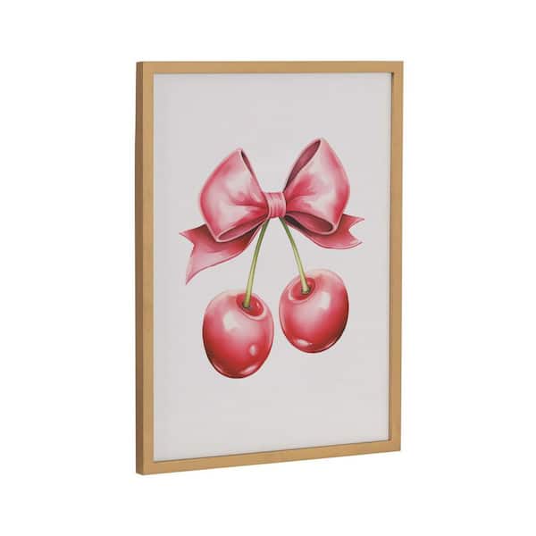 Kate and Laurel Gallery Coquette Preppy Retro Girly Red Pink Bow by The Creative Bunch Studio Gold Framed Art Print 12 in. x 16 in.