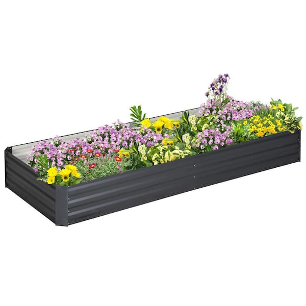Large 95 in. Galvanized Raised Garden Bed, Outdoor Planter Box for Growing Vegetables, Flowers, Herbs in Gray