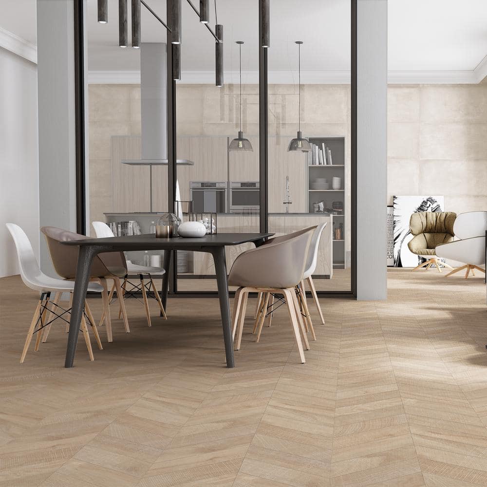 Maple Brown 24x48 Matte Porcelain Chevron Floor and Wall Tile