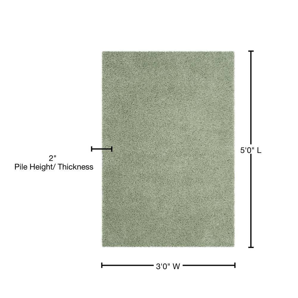 Ivory Hand-knotted Rectangular Shag Synthetic Rug, 3' x 5'