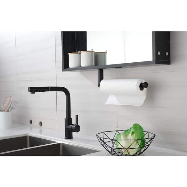 BWE Wall Mount Kitchen Paper Towel Holder Bulk-Self-Adhesive Under Cabinet  In Matte Black A-91028-B - The Home Depot