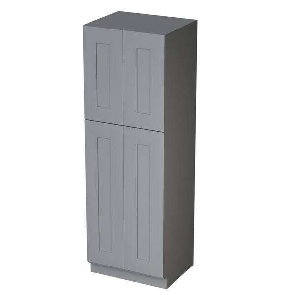 24in W x 24in D x 96in H Plywood Ready to Assemble Floor Base Kitchen Cabinet in Gray with Doors and Shelves