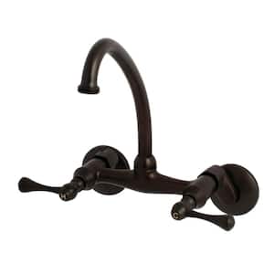Adjustable Center 2-Handle Wall-Mount Laundry Faucet in Oil Rubbed Bronze