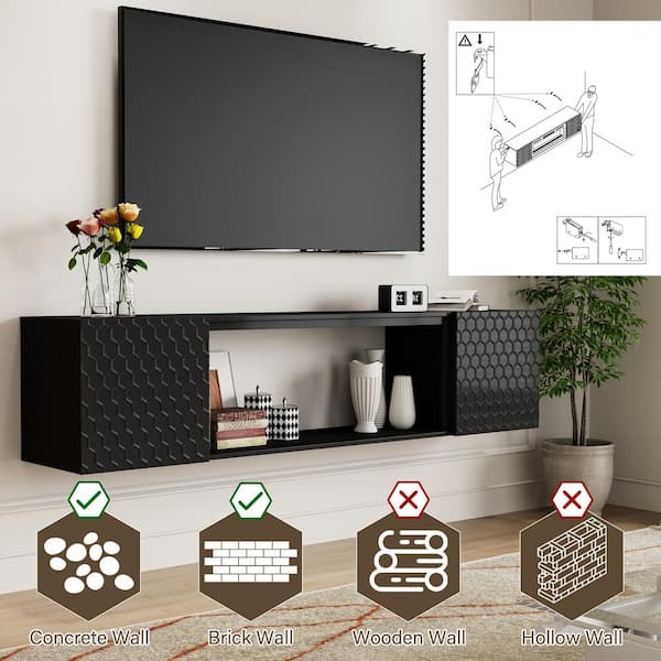 WALL TV Stand anataIRO ブラック WALL INTERIOR TVSTAND anataIRO LARGE TYPE | EQUALS（イコールズ）