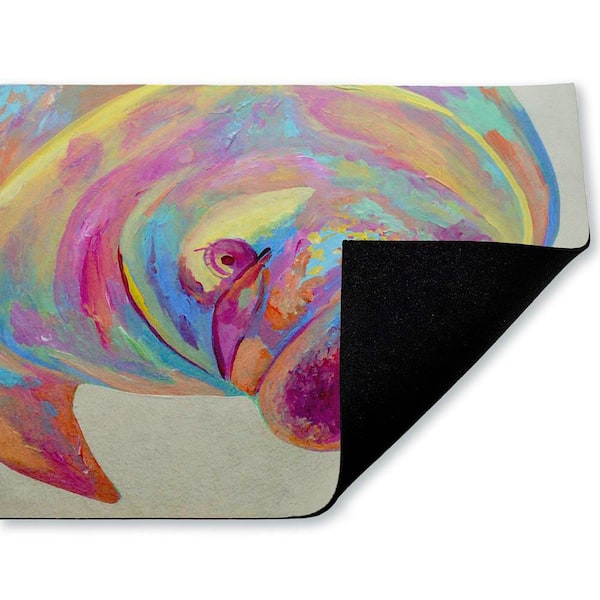 Chromatic Hue Manatee Multi-Colored 18 in. x 30 in. Polyester Non-Slip Outdoor Door Mat