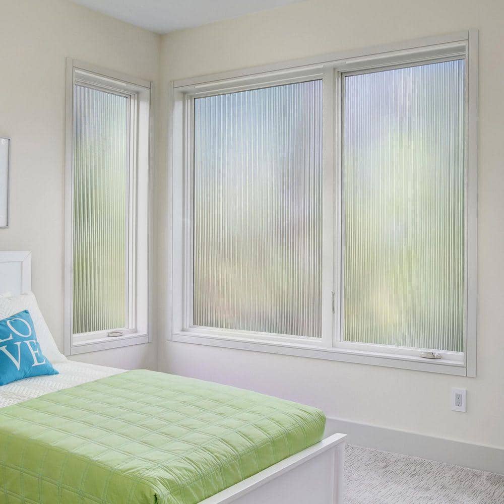 Window Film Ribbed HIDBEA 35.4 in. W x 78.7 in. L Reeded Non-adhesive Decorative Window ...