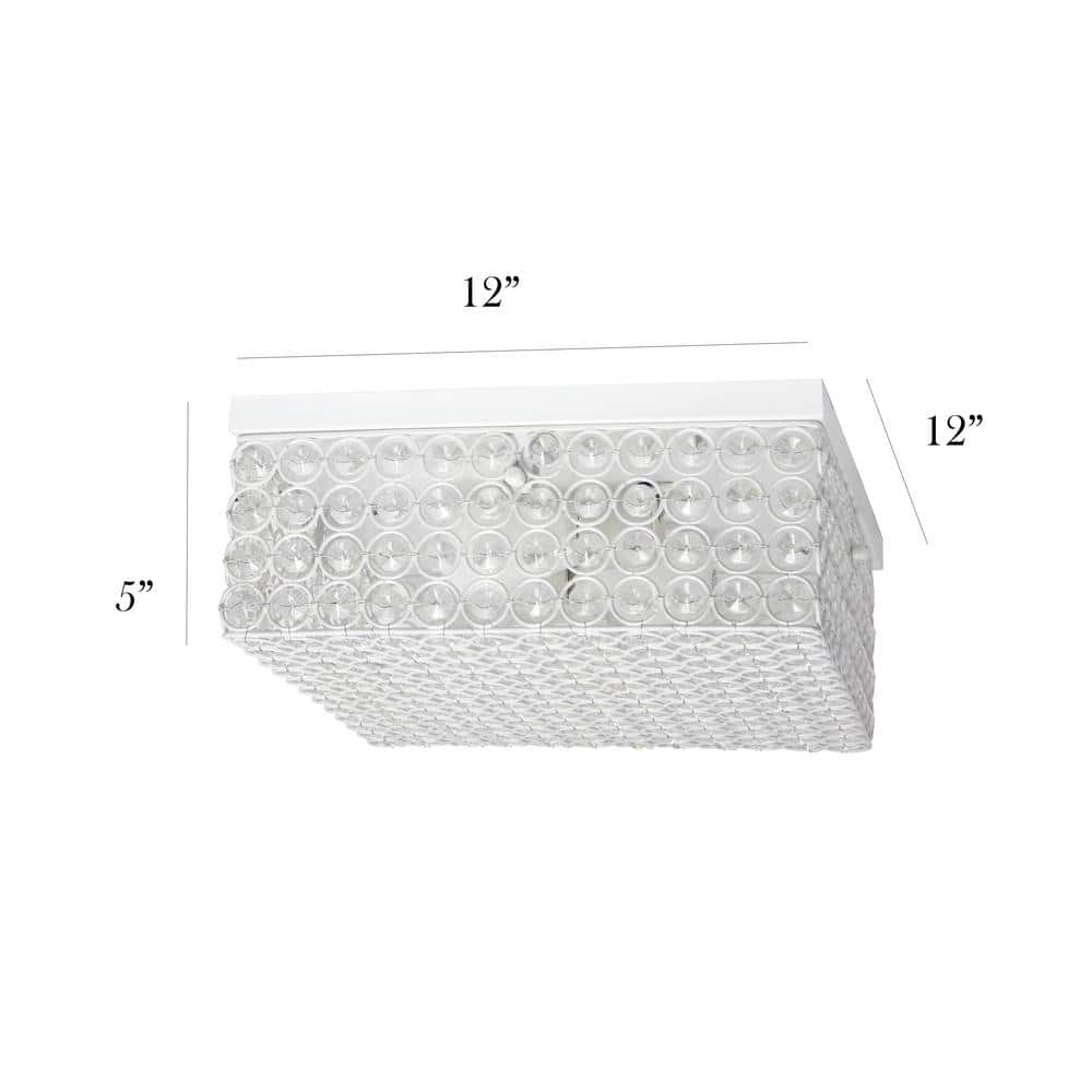 White Crystal Rectangle Close-To-Ceiling Light Fixture