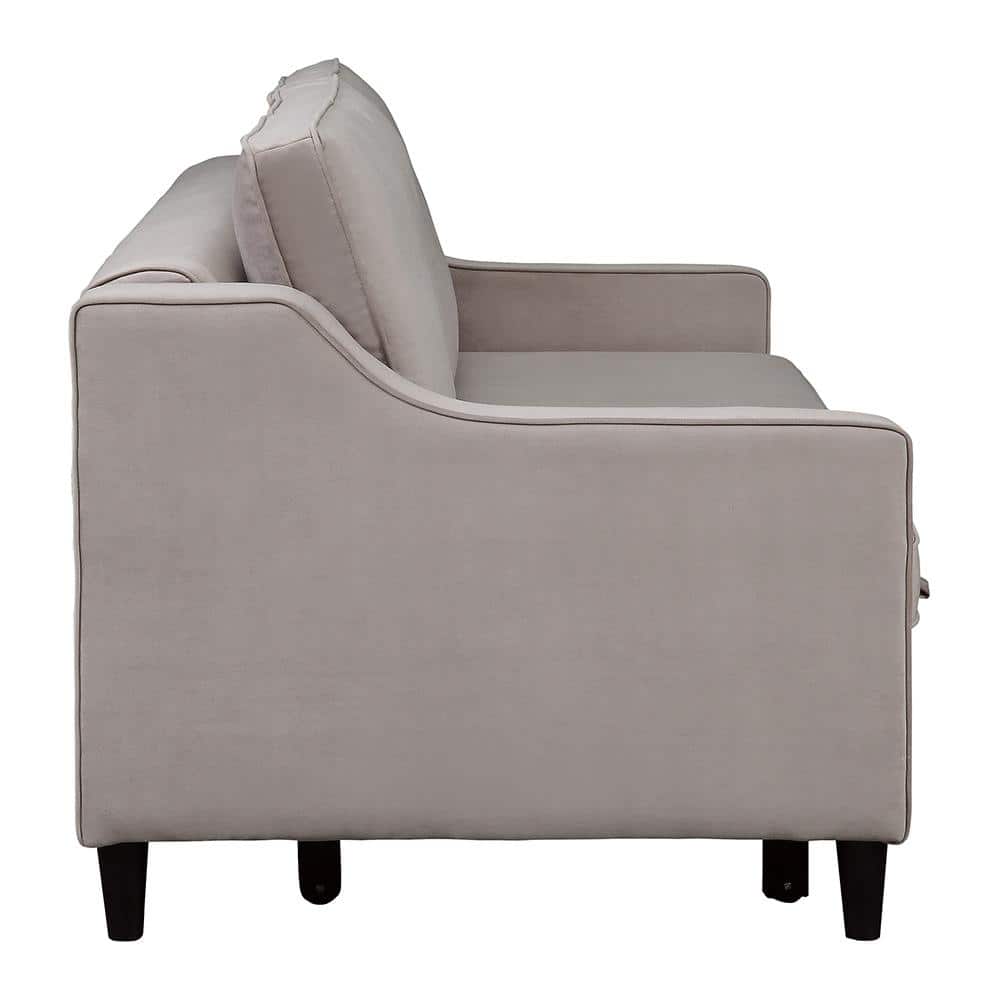 Cobblestone Gray Velvet Convertible Sleeper Sofa with Wood Frame