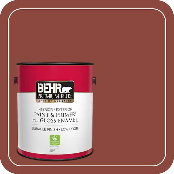 BEHR PREMIUM PLUS 1 gal. #PPF-30 Deep Terra Cotta Hi-Gloss Enamel Interior/Exterior Paint & Primer