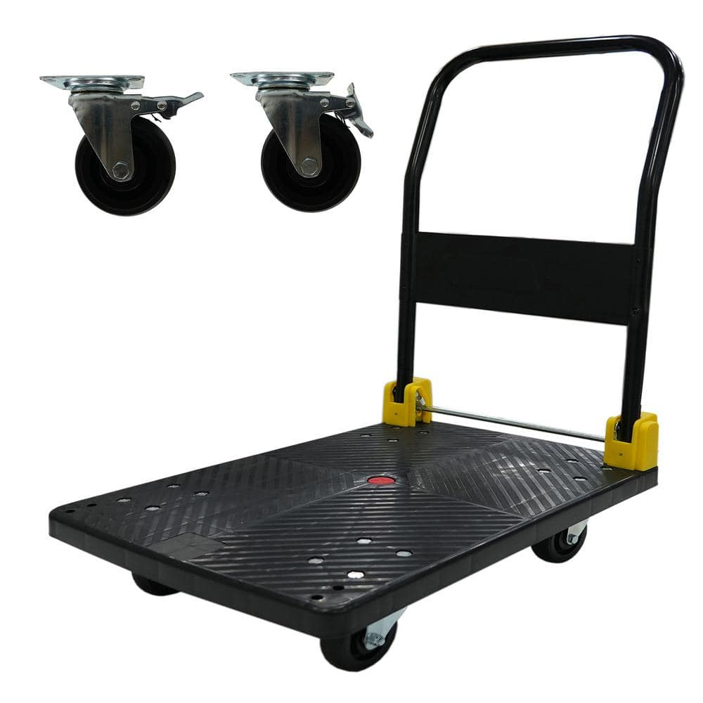 880 lbs. Capacity Platform Truck Flatbed Cart Heavy Duty Steel Foldable Push Cart Dolly with Swivel Brake Casters price history on PriceWatchPro