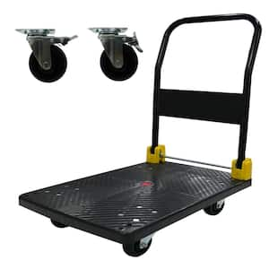 880 lbs. Capacity Platform Truck Flatbed Cart Heavy Duty Steel Foldable Push Cart Dolly with Swivel Brake Casters