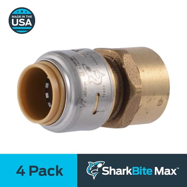 SharkBite Max 1/2 in. Push-to-Connect x FIP Brass Adapter Fitting Pro Pack (4-Pack)