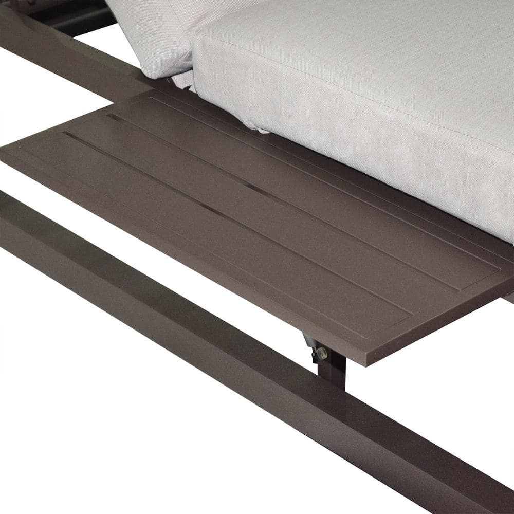 Outdoor Black Aluminum Frame Daybed with Beige Cushions
