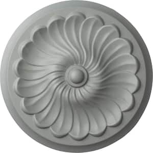 12-1/4" x 2-1/4" Flower Spiral Urethane Ceiling Medallion (Fits Canopies upto 2"), Primed White