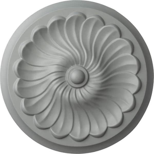 Ekena Millwork 12-1/4" x 2-1/4" Flower Spiral Urethane Ceiling Medallion (Fits Canopies upto 2"), Primed White