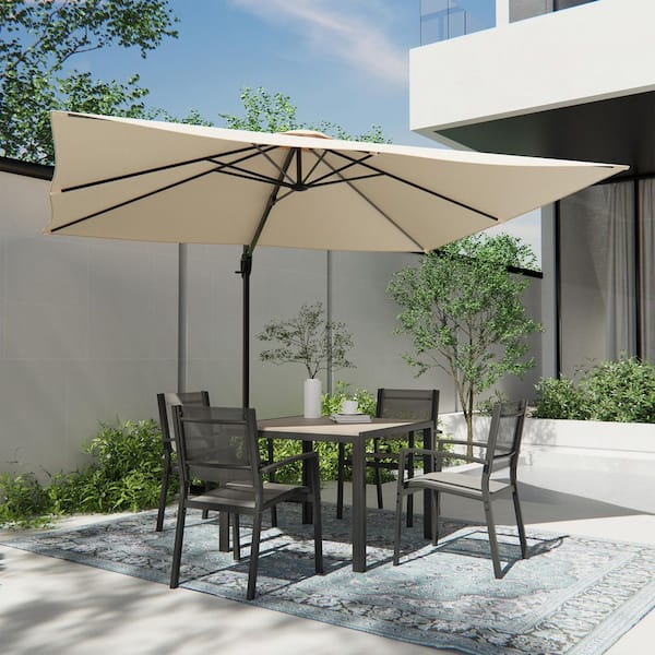 10 ft. x 8 ft. Outdoor Rectangular Cantilever Patio Umbrella Innovative 360° Rotation System in Sand