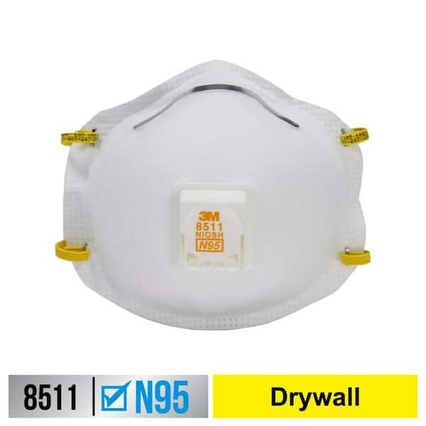 3M 8511 N95 Drywall Particulate Disposable Respirator with Cool Flow Valve (10-Pack)