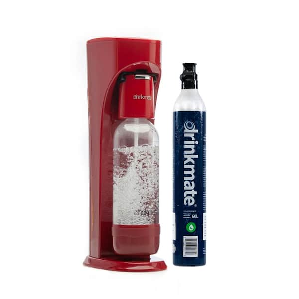 DrinkMate Royal Red Sparkling Water and Soda Maker Machine with 60L CO2 Cartridge and 1L Re-Usable Bottle