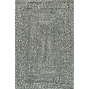 nuLOOM Eliz Striped Farmhouse Jute Blue 5 ft. x 8 ft. Oval Rug MGDR01A-508O  - The Home Depot