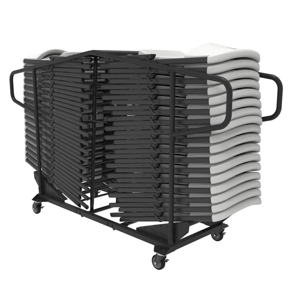 Black Steel Folding Chair Utility Cart for 34 Chairs
