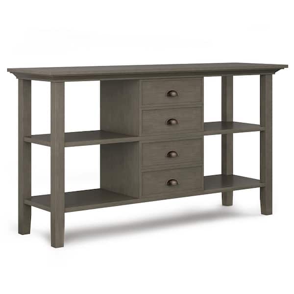 Brooklyn + Max Stanwick 54 in. Farmhouse Gray Standard Rectangle Wood Console Table with Drawers