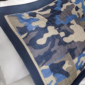 Andrew Blue Abstract Coverlet Quilt Set