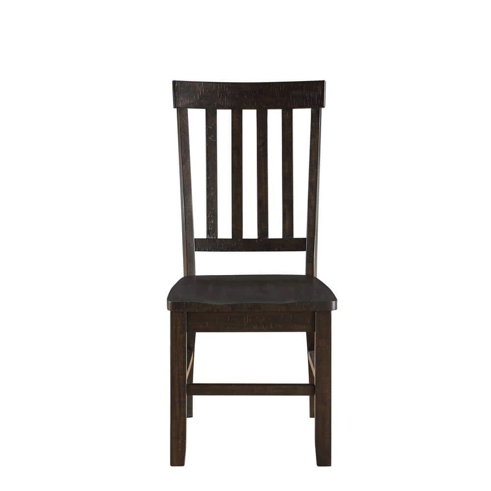 Rustic Walnut High Back Wooden Slat Side Chair