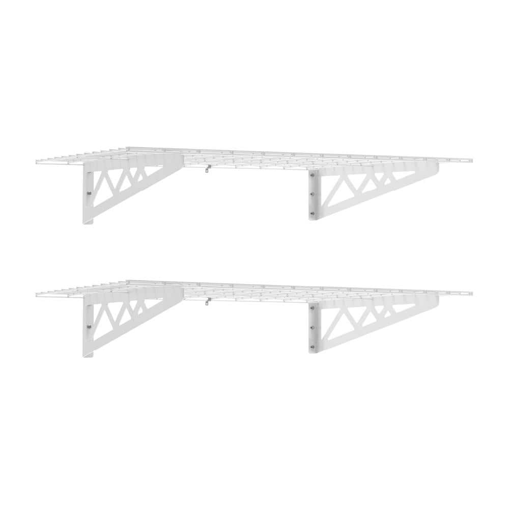 MonsterRax Garage Wall Shelf Two-Pack White or Hammertone Three Si