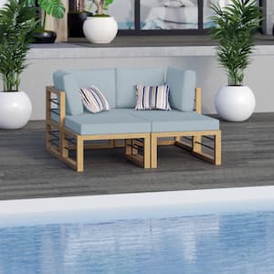 4-Piece Aluminum Outdoor Sectional Sunbed with Spa Blue Cushions