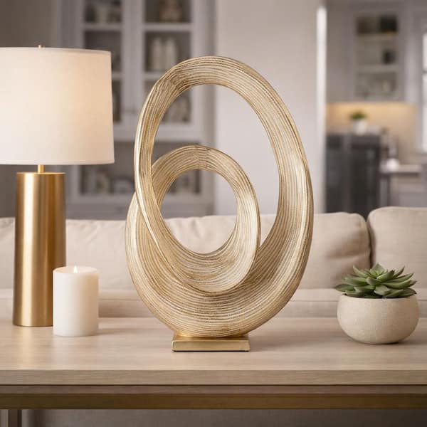 Gold 12 in. x 20 in. Metal Swirl Sculpture