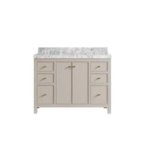 Chicago 48 in. Single Sink Freestanding Fine Grain Bath Vanity with Carrara Marble Top