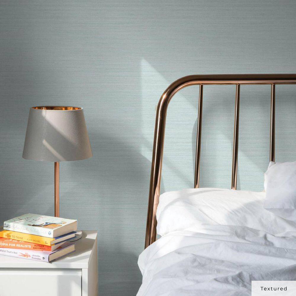 Seaglass Blue Faux Grasscloth Peel and Stick Wallpaper