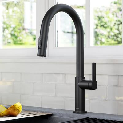 Oletto Single-Handle Pull-Down Sprayer Kitchen Faucet in Matte Black