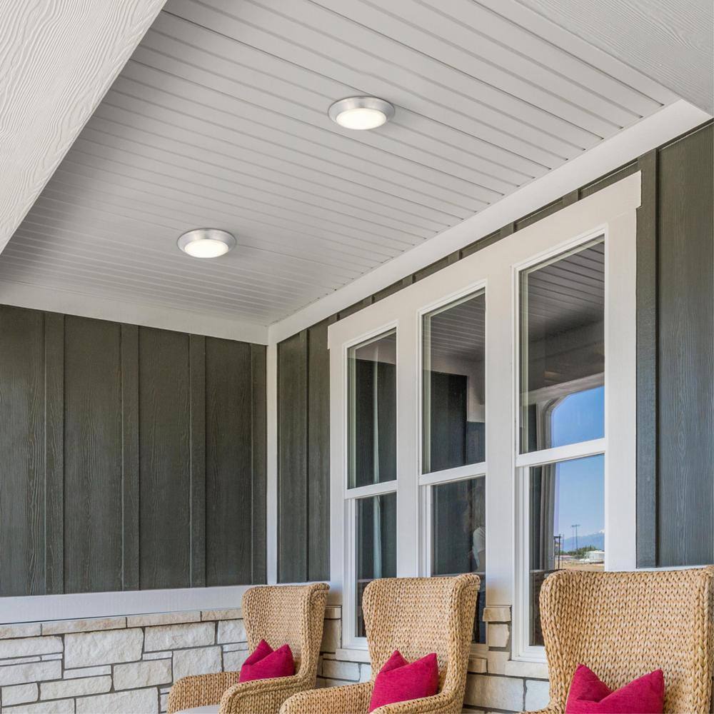 Brushed Nickel 7.5-Inch LED Flush Mount Light with Frosted Acrylic Shade