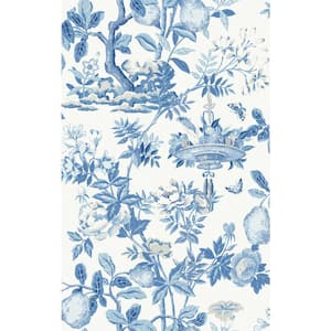 Blue Delft Shantung Garden Self Adhesive Wallpaper