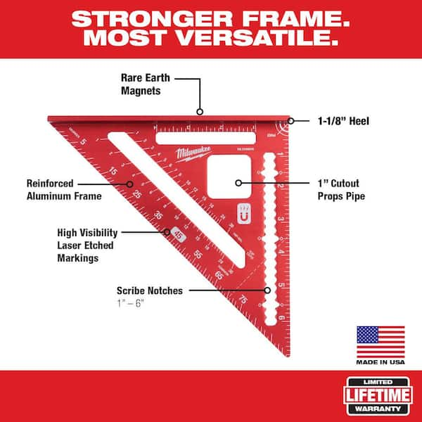 7 in. Magnetic Rafter Square with 16 in. x 24 in. Aluminum Framing Square