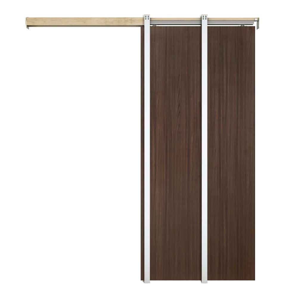 30 in. x 80 in. Dark Walnut Flush Hollow Core Composite Interior Door Slab with Pocket Door Frame and Hardware Kit price history on PriceWatchPro