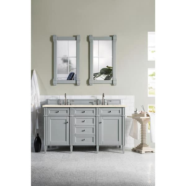 James Martin Vanities Brittany 60 in. W x 23.5 in. D x 34 in. H Bathroom Vanity in Urban Gray with Eternal Marfil Quartz Top