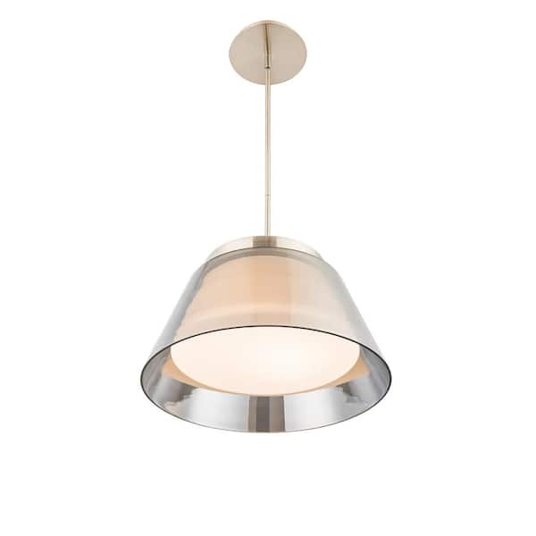 WAC Lighting Chic 15 in. 120-Watt Equivalent Integrated LED Brushed Nickel Pendant with Glass Shade