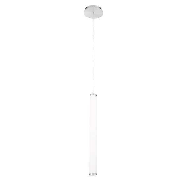 Flare 25 in. 27-Watt 1 light Brushed Nickel Tube Integrated LED Pendant Light with Acrylic Shade