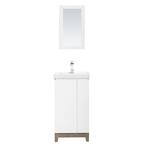 Glovertown 18 in. x 14 in. D Vanity in High Gloss White with Ceramic Vanity Top in White with White Sink and Mirror
