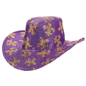 Sequin Fleur de Lis Mardi Gras Cowboy Hat