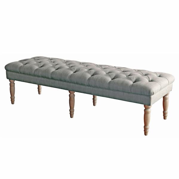 Homepop Gray Layla Tufted Bench