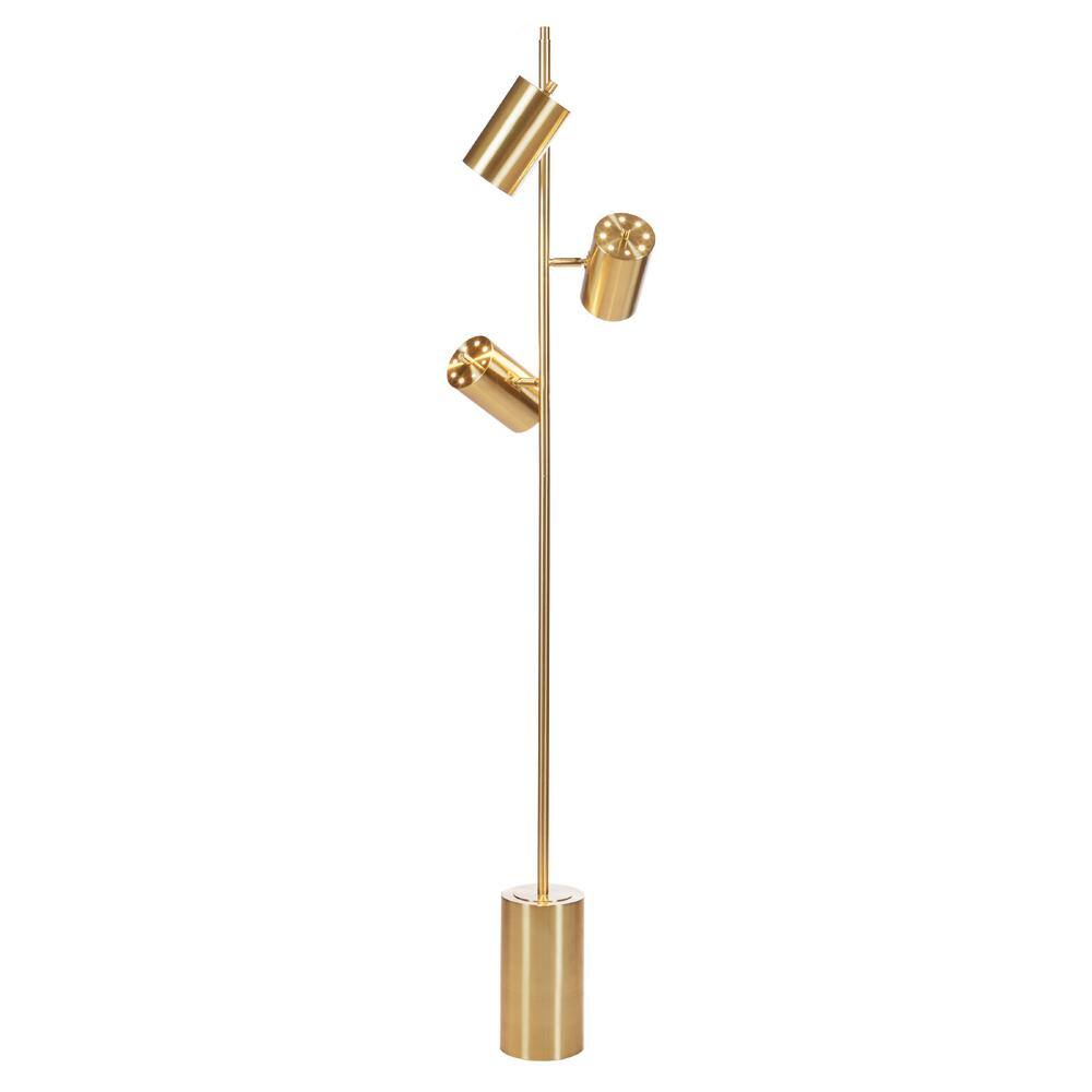 Alta Adjustable Gold Metal Floor Lamp with 3 LED Bulbs