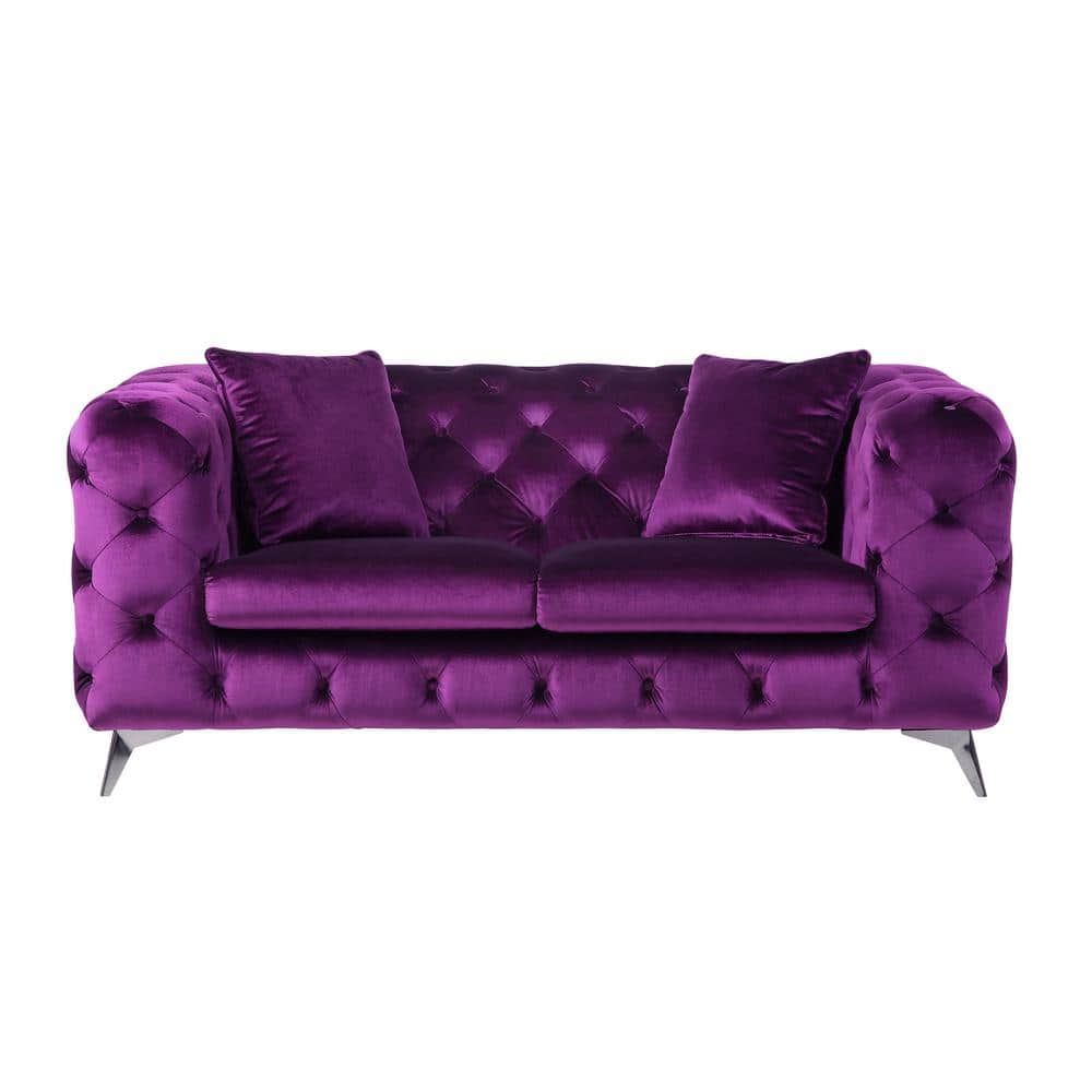 Atronia 71" Purple Velvet Tufted Loveseat with Wood Frame
