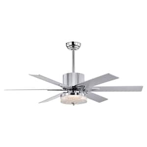 52 in. Indoor Chrome Modern Ceiling Fan Light with Remote for Patio, Living Room, Bedroom